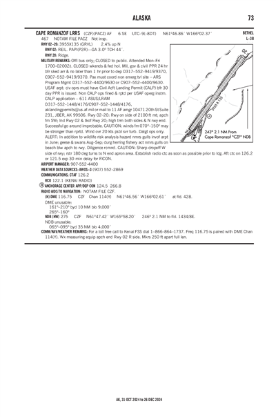 CAPE ROMANZOF LRRS - Airport Diagram