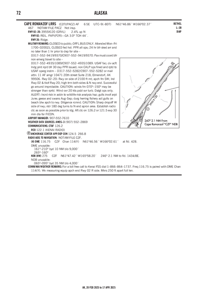 CAPE ROMANZOF LRRS - Airport Diagram