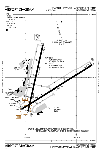 NEWPORT NEWS/WILLIAMSBURG INTL - Airport Diagram