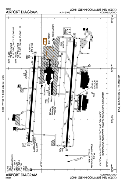 JOHN GLENN COLUMBUS INTL - Airport Diagram