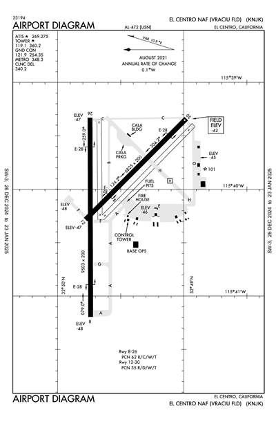 EL CENTRO NAF (VRACIU FLD) - Airport Diagram