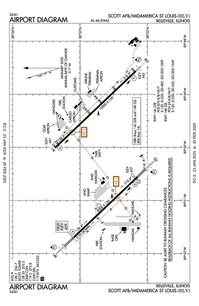 SCOTT AFB/MIDAMERICA ST LOUIS - Airport Diagram