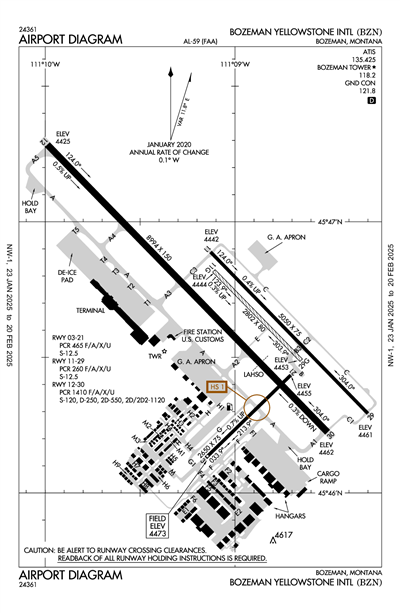 BOZEMAN YELLOWSTONE INTL - Airport Diagram