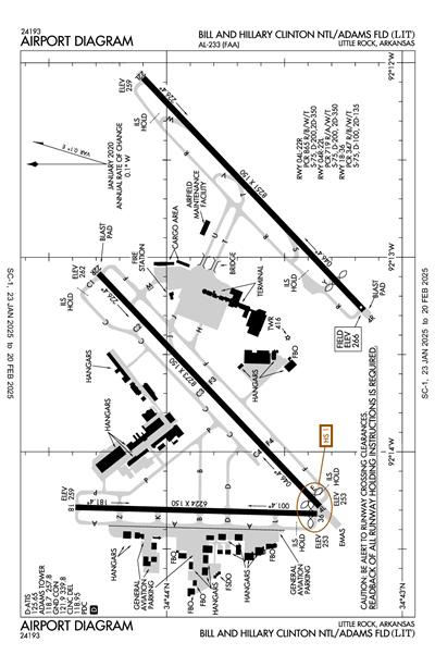 BILL AND HILLARY CLINTON NTL/ADAMS FLD - Airport Diagram