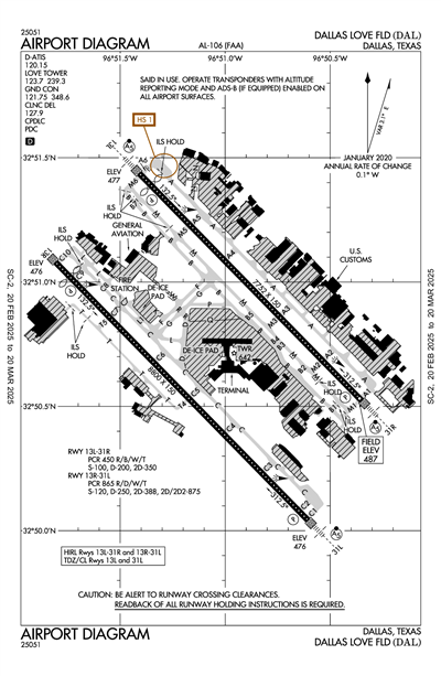 DALLAS LOVE FLD - Airport Diagram