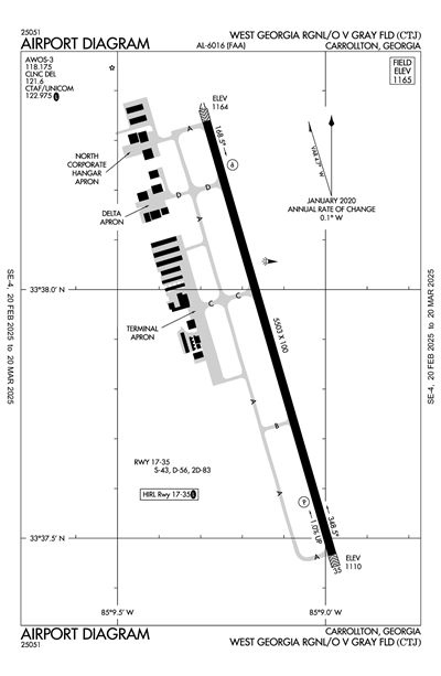 WEST GEORGIA RGNL/O V GRAY FLD - Airport Diagram